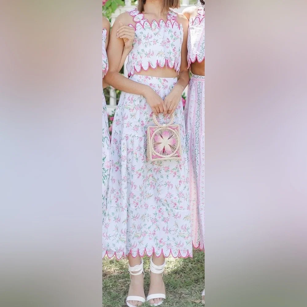 NWT Victoria Dunn Pink Floral Midi Dress - Picture 3 of 3